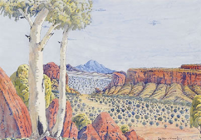 HEAVITREE GAP by Oscar Namatjira - Auction record, sale price, and art valuation. Compare with similar artists and explore comparable artworks.