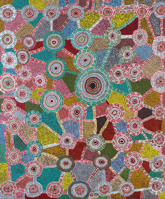 Sample artwork by Darby Jampitjinpa Ross (1905 - 2005), known for aboriginal painting - View similar artists and auction records