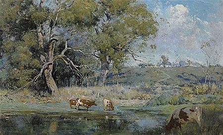 THE POOL BELOW THE FARM 1910 by Theodore Penleigh Boyd - Auction record, sale price, and art valuation. Compare with similar artists and explore comparable artworks.