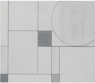 PART CIRCLE PAINTING, CHINESE WHITE