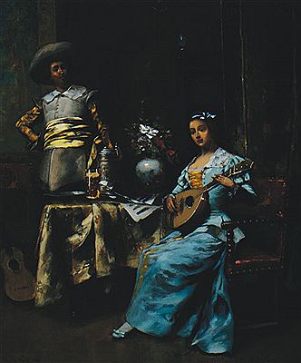Lady playing a lute