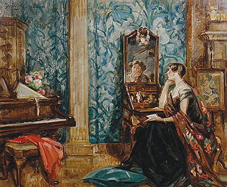 Sample artwork by Nestor Cambier (1879 - 1957), known for portraits, landscapes, city views, still-lives, murals, stained glass, pencil and chalk drawings - View similar artists and auction records
