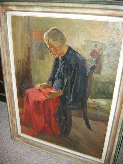 Sample artwork by Tanasko Milovich (1900 - 1964), known for portrait, batik designer - View similar artists and auction records