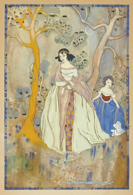 Two young women in a woodland setting