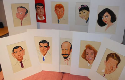 Mitch Miller, Arlene Francis, Dana Andrews, Jack Webb, Mort Sahl, Danny Kaye, Miyoshi Umeki, Natalie Wood, Donald O'Conner & Jack Parr (ten portraits)
