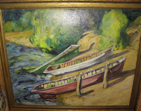 Row Boats Pulled up on Shore