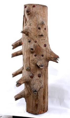 Totem with many faces by Jessie Aaron - Auction record, sale price, and art valuation. Compare with similar artists and explore comparable artworks.