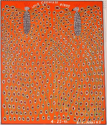 LOVE BIRDS IN ORANGE by Benjamin Franklin Perkins - Auction record, sale price, and art valuation. Compare with similar artists and explore comparable artworks.