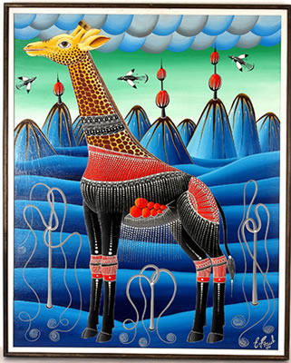 Fantasy Giraffe with Birds