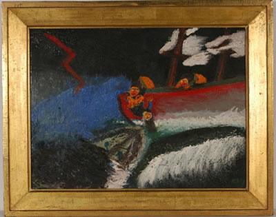 Storm at Sea with Sailboat