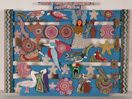 Sample artwork by James Harold Jennings (1931 - 1999), known for naive high colored yard-art sculpture - View similar artists and auction records