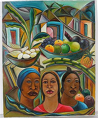 Three Women With Fruit And Birds