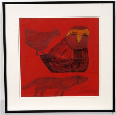 Bird on Red Background