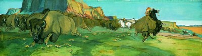 Plains Indians Hunting Buffalo