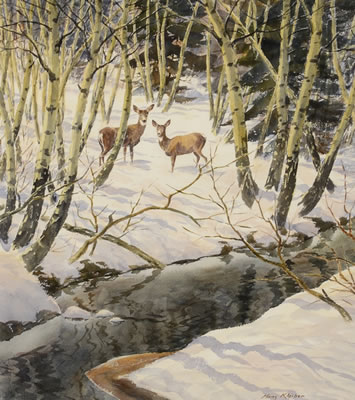 Winter Does in Aspen by Hans Kleiber - Auction record, sale price, and art valuation. Compare with similar artists and explore comparable artworks.