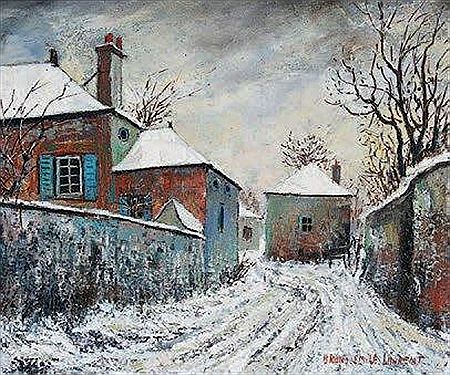 Entrée de ferme sous la neige Ruillé-Froid- Fond (Mayenne)