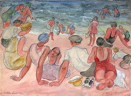 Sur la plage des sablettes 1932