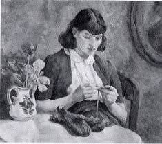 Knitting Mittens by Florence Louise (Walton) Pomeroy - Auction record, sale price, and art valuation. Compare with similar artists and explore comparable artworks.