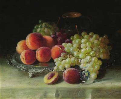 Still Life with Peaches and Grapes