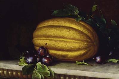Still Life with Melons and Plums by Frederick Stone Batcheller - Auction record, sale price, and art valuation. Compare with similar artists and explore comparable artworks.