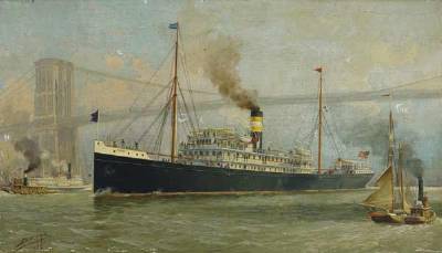 S.S. Ponce Entering New York Harbor by Milton James Burns - Auction record, sale price, and art valuation. Compare with similar artists and explore comparable artworks.