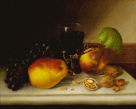 Still life with Wine Glass, Fruit & Nuts