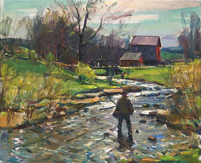 Fisherman in a Stream