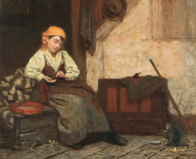 Tambourine Girl with a Monkey