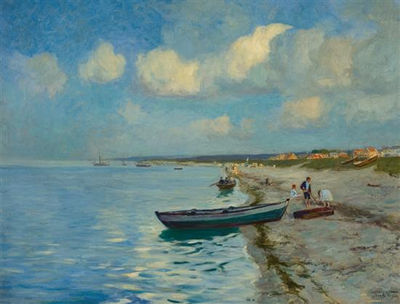 Summer Day on the Beach by Frederick Vezin - Auction record, sale price, and art valuation. Compare with similar artists and explore comparable artworks.