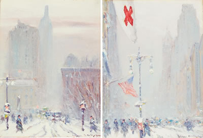 A Pair (2) Fifth and 23rd Street, New York - AND Flags in Winter, New York