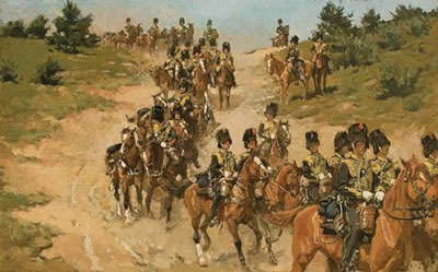 Rigjende Artillerie op de heide