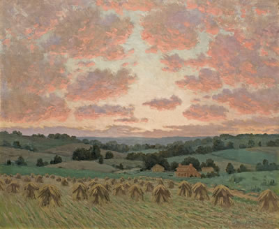 Pink Sky Over the Haystacks