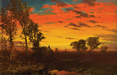 Sunset Over a Farm