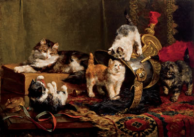 Sample artwork by Charles Van Den Eycken II (1859 - 1923), known for animalier paintings, domestic pets, dogs and cats - View similar artists and auction records