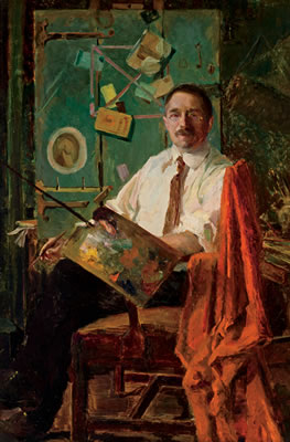 Portrait of John Frederick Peto: Self Portrait with Rack Picture, 1904