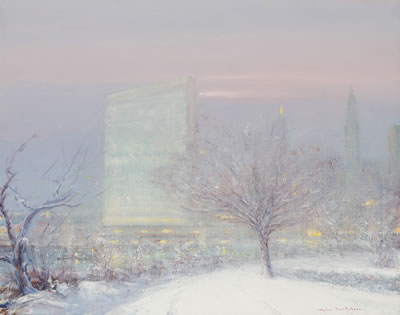 Pink Sky Over the United Nations