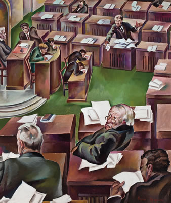 The Senate in Session by Peppino Mangravite - Auction record, sale price, and art valuation. Compare with similar artists and explore comparable artworks.