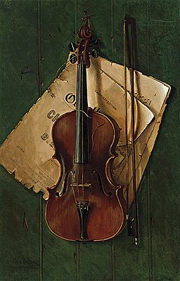 Still Life with Violin, Bow and Sheet Music