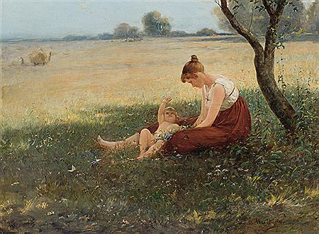 Sample artwork by David Walkley (1849 - 1934), known for figure, portrait, landscape, marine and rural genre painting - View similar artists and auction records