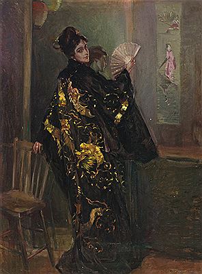 Woman in a Black Kimono