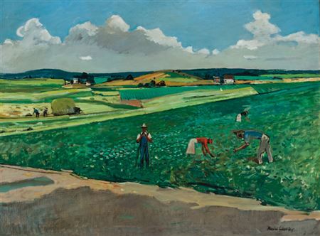 "Bridgehampton Potato Fields, c. 1948" by Nicolai S (Nicola) Cikovsky - Auction record, sale price, and art valuation. Compare with similar artists and explore comparable artworks.