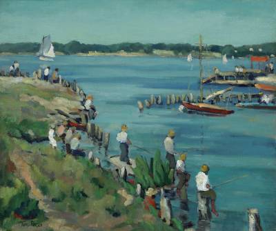 Fishing Along the Pier, Provincetown