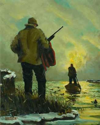 Winter Hunt by Churchill Ettinger - Auction record, sale price, and art valuation. Compare with similar artists and explore comparable artworks.