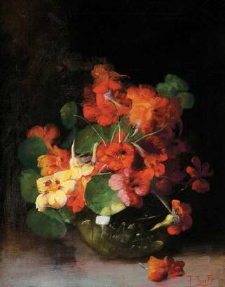 Flowers in a Green Vase