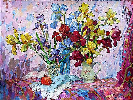 "Irises with Pomegranates" by Veronika Shevchuk - Auction record, sale price, and art valuation. Compare with similar artists and explore comparable artworks.