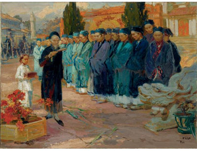 L'EXAMEN DES LETTRÉS À HUÉ, ANNAM (THE SCHOLAR EXAMINATION AT HUÉ, ANNAM) by Henri Émile Vollet - Auction record, sale price, and art valuation. Compare with similar artists and explore comparable artworks.