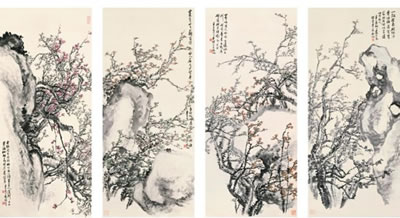 PLUM BLOSSOMS AND ROCK (4) by Zheng Wu - Auction record, sale price, and art valuation. Compare with similar artists and explore comparable artworks.