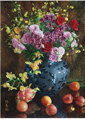 STILL LIFE WITH FLOWERS AND FRUITS
