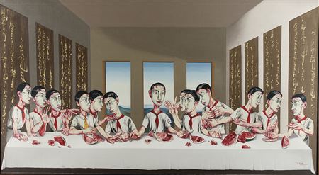Sample artwork by Fanzhi Zeng (Born 1964), known for expressionist painting, mistreated hospital patients, lower class themes - View similar artists and auction records