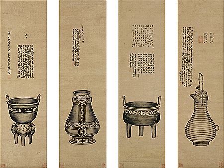 PAINTINGS OF VESSEL RUBBINGS (4)